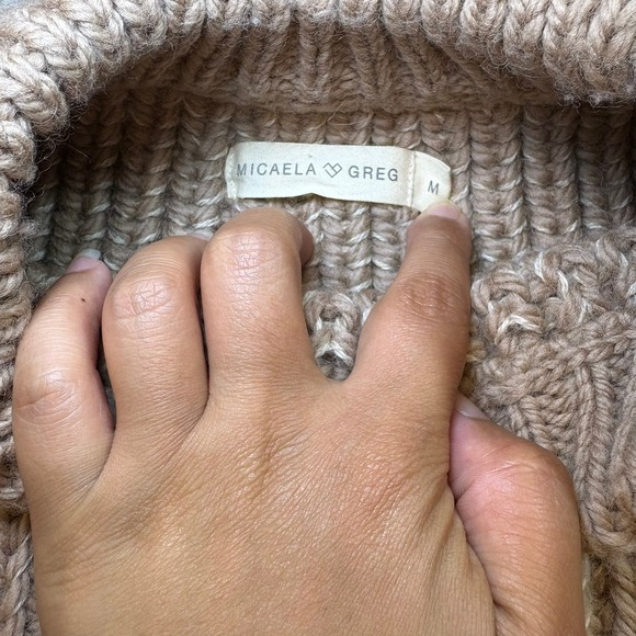 Micaela Greg Chunky Knit Sweater Colorblock Ribbed Wool Alpaca Balloon Sleeve M - Picture 3 of 16